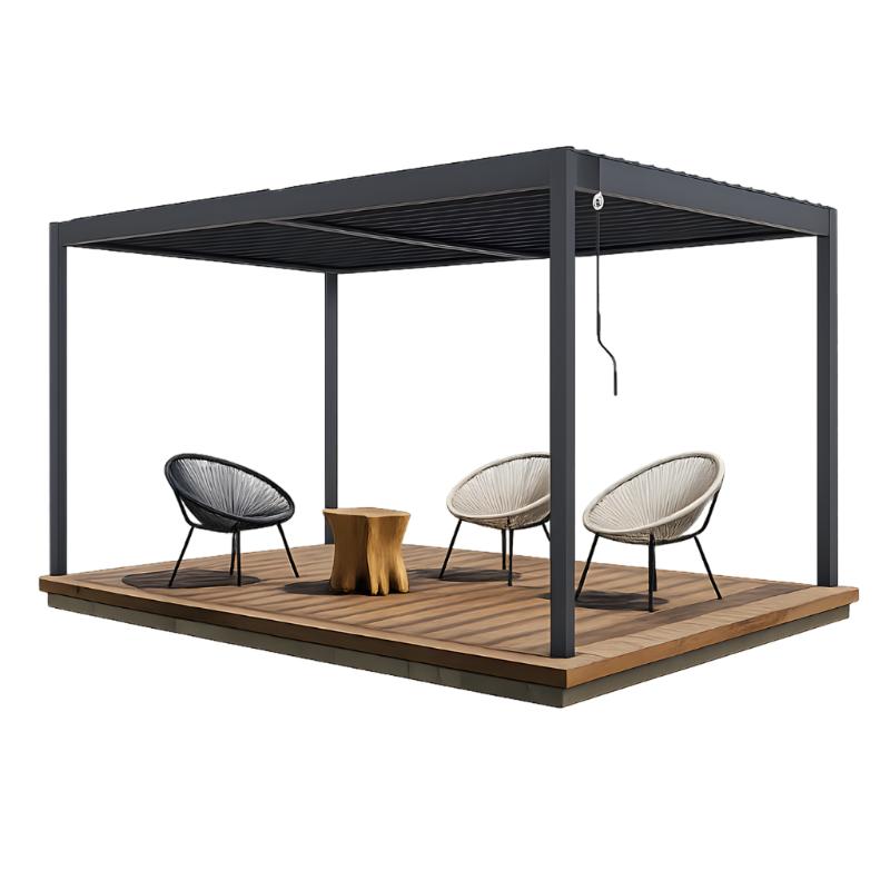 Pérgola Bioclimática Autoportante PIANA 4x3 m Aluminio Gris Antracita