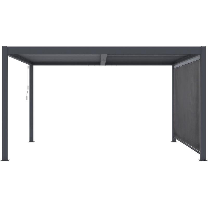 Pérgola Bioclimática WINDSOR 3x4 m de Aluminio Gris con Toldo Lateral