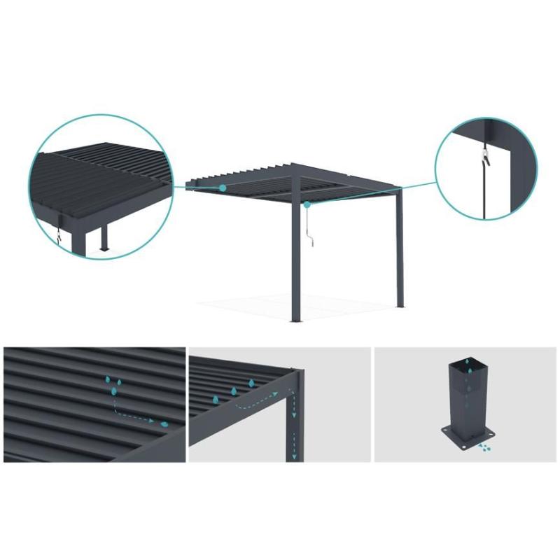 Pérgola Bioclimática Adosada PIANA 3x2,5 m Aluminio Gris Antracita