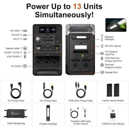 FOSSIBOT F3600PRO + FB3840 + Panel Solar 400W Generador Solar Portátil LiFePO4 7680Wh 7200W