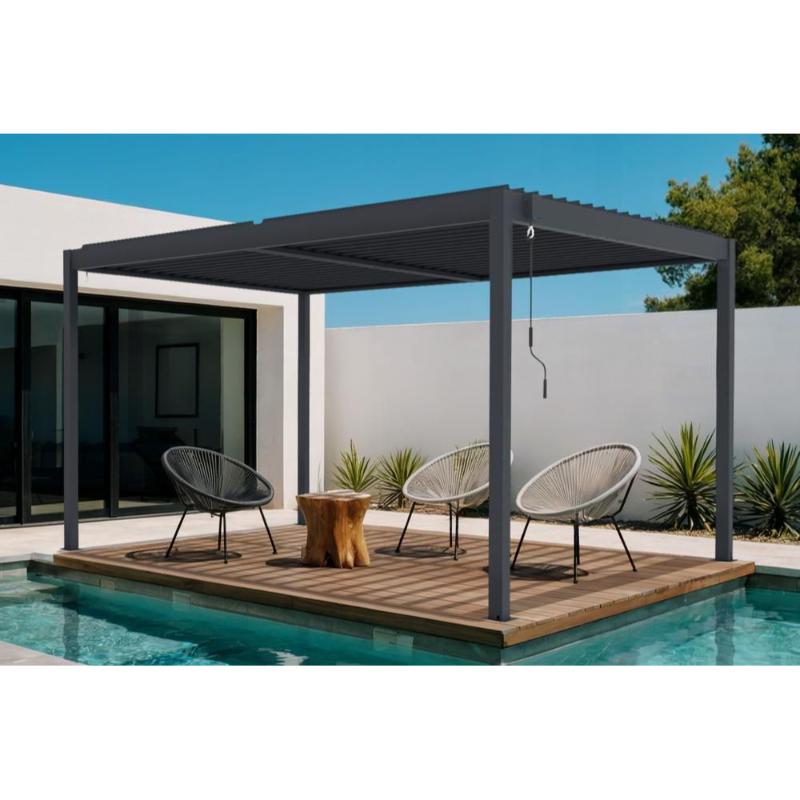 Pérgola Bioclimática Autoportante PIANA 4x3 m Aluminio Gris Antracita