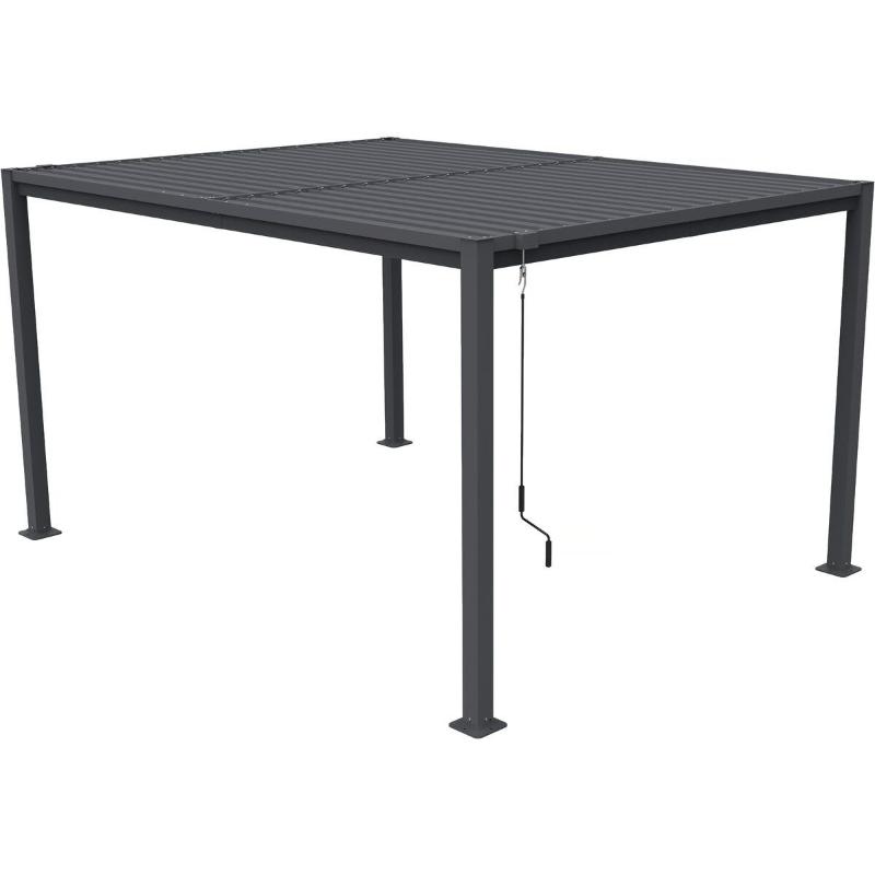Pérgola Bioclimática Howard 4x3 m con Lamas Orientables Acero Galvanizado Gris