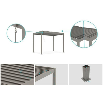 Pérgola Bioclimática PIANA 3x2 m Aluminio Topo con Lamas Orientables