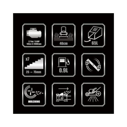 Erbauer cortacésped de gasolina 2700 W motor potente 46 cm ancho de corte diseño ergonómico