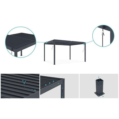 Pérgola Bioclimática Autoportante PIANA 4x3 m Aluminio Gris Antracita