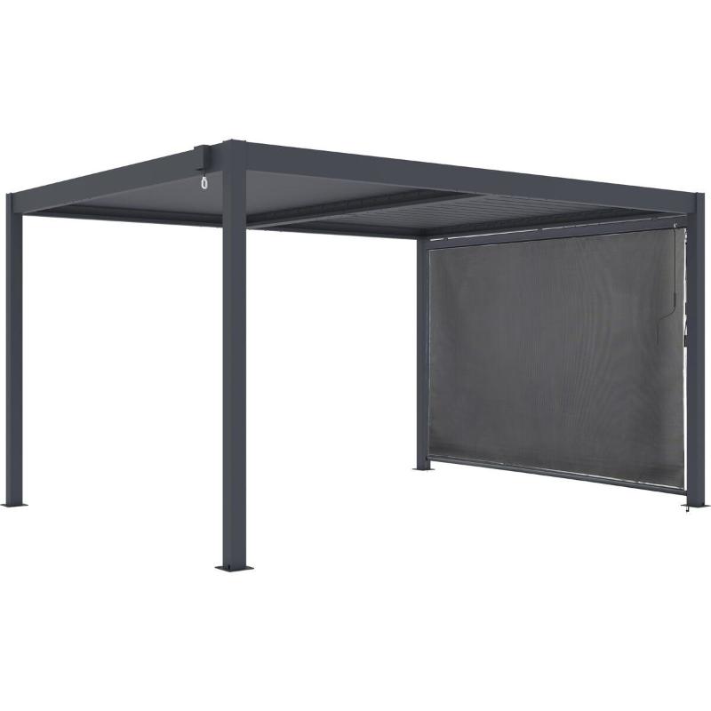 Pérgola Bioclimática WINDSOR 3x4 m de Aluminio Gris con Toldo Lateral