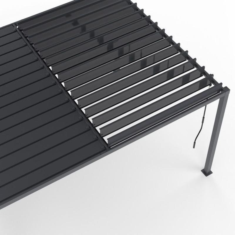 Pérgola Bioclimática de Acero 3x4 m con 4 Estores Laterales Gris Antracita