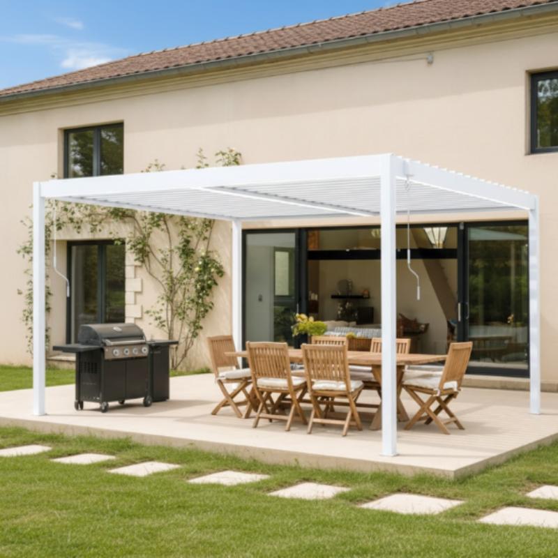 Pérgola Bioclimática Autoportante PIANA 4x3 m Aluminio Blanco con Lamas Orientables