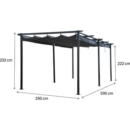 Pérgola Metálica con Techo Retráctil 3x6 m Antracita para Jardín y Terraza