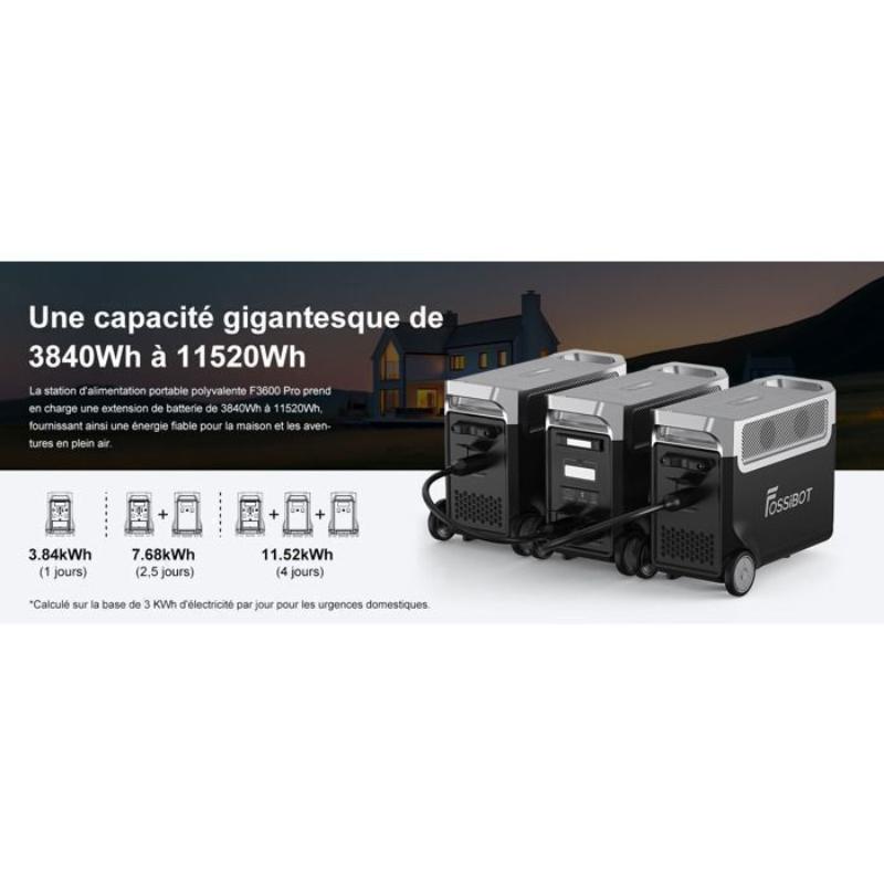 FOSSIBOT F3600PRO + 2× FB3840 Generador Solar Portátil LiFePO4 11052Wh 3600W